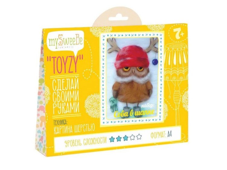 Картина шерстью «Сова в шапке» — картинка 2