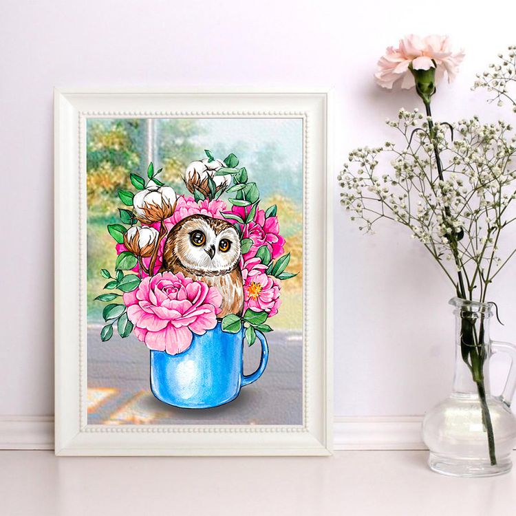 Алмазная вышивка «Совушка в цветах» — картинка 6