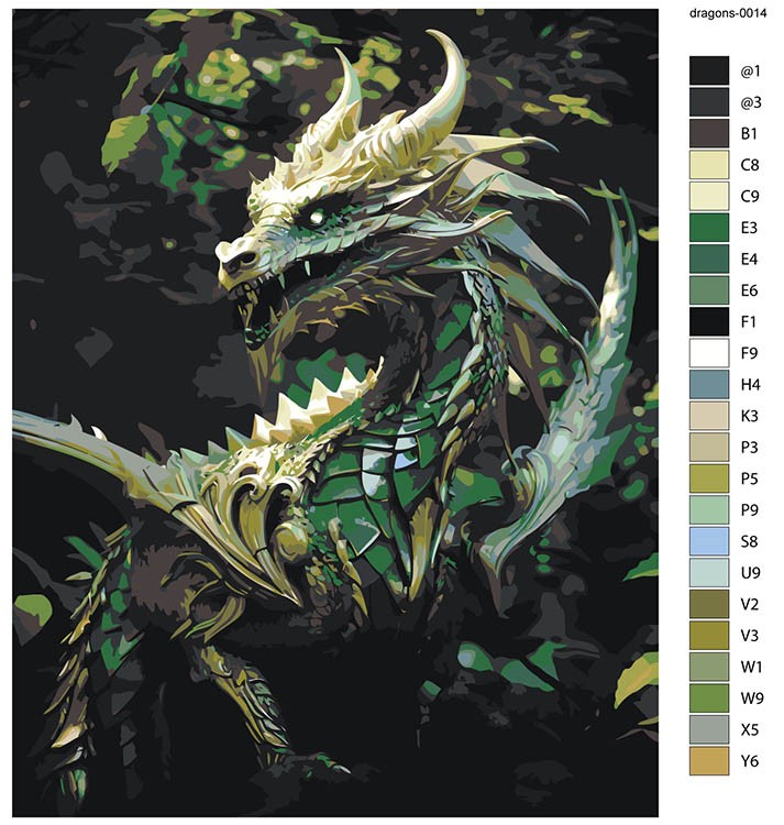 Картина по номерам «Зеленый древесный дракон в лесу» — картинка 2