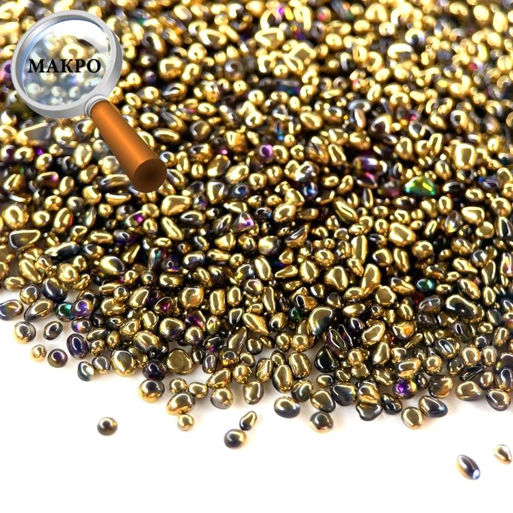 Стеклянные камушки мелкие сине-золотые, 100 г — картинка 2