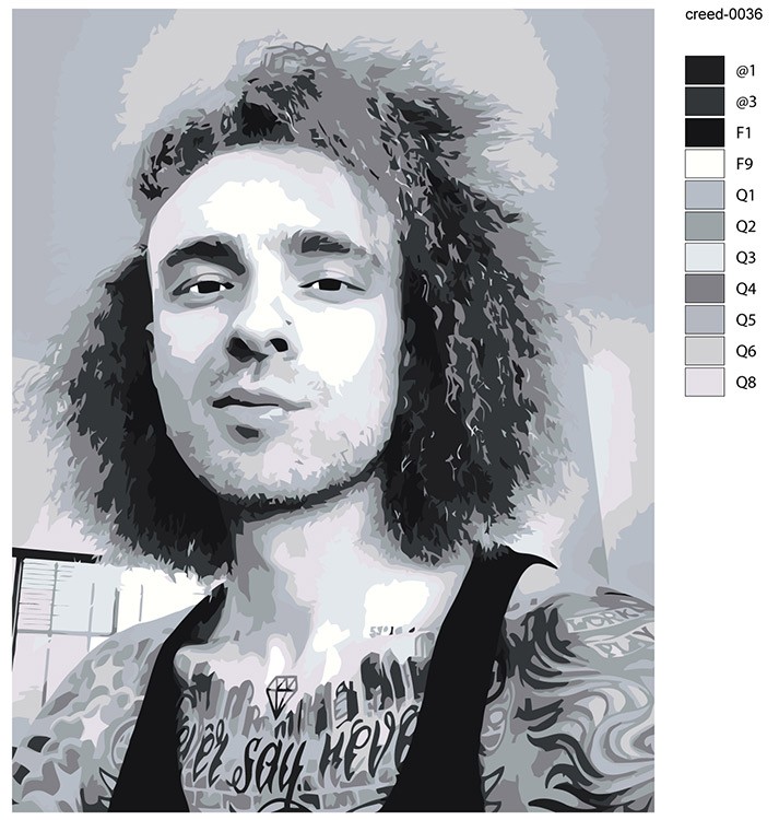 Картина по номерам «Стример и певец Егор Крид: портрет чб» — картинка 2