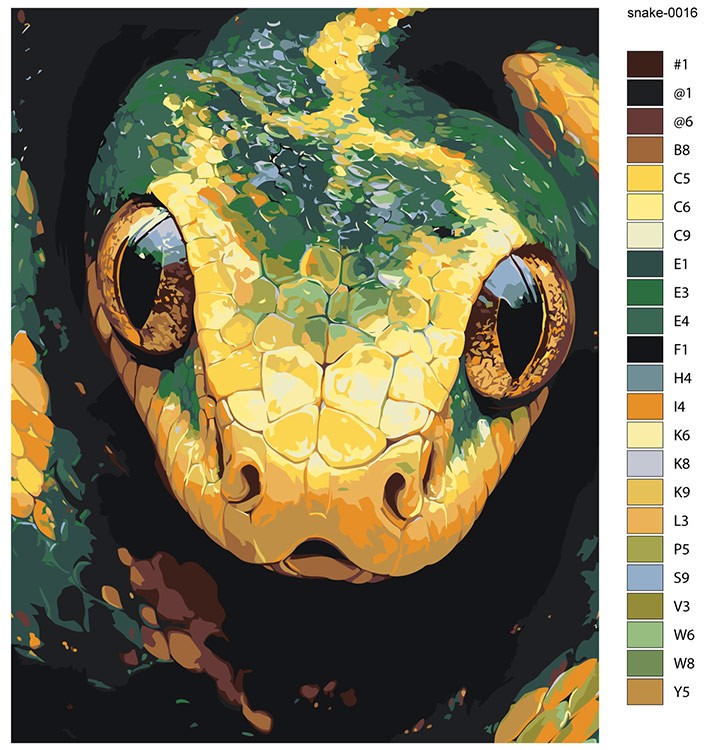 Картина по номерам «Зеленая змея, Символ года, животные» — картинка 2