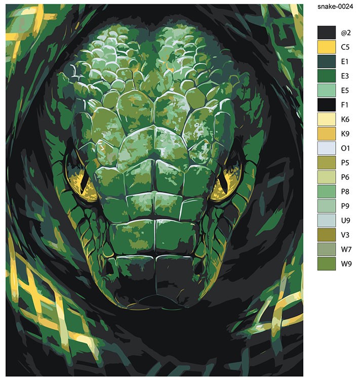 Картина по номерам «Зеленая змея, Символ года, животные» — картинка 2