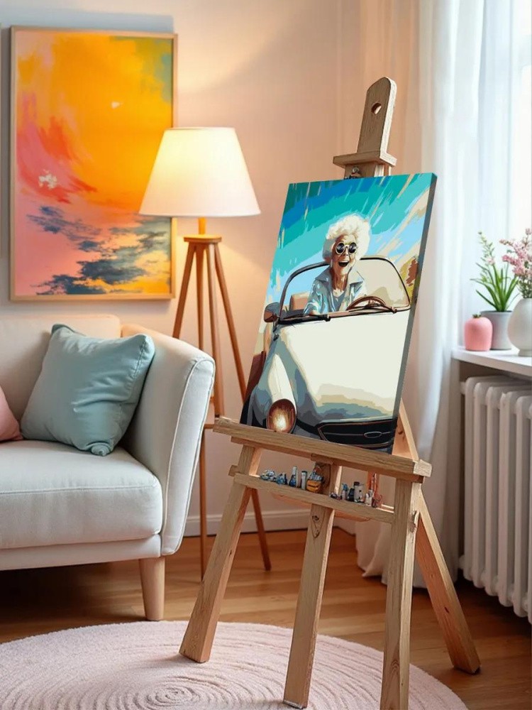 Картина по номерам «Машины: Смешная бабуля за рулем» — картинка 9