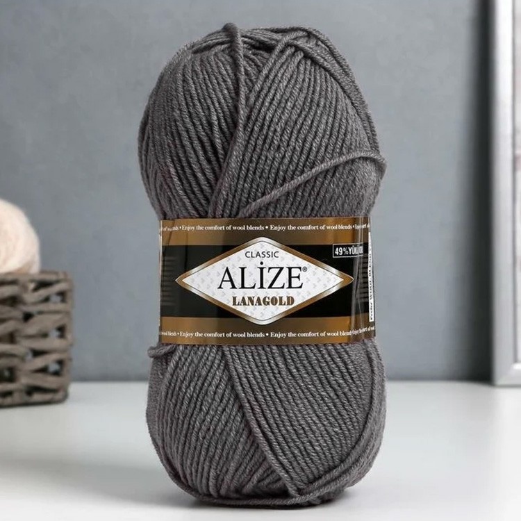 Пряжа ALIZE LanaGold (348), темно-серый, 5 шт. по 100 г — картинка 2