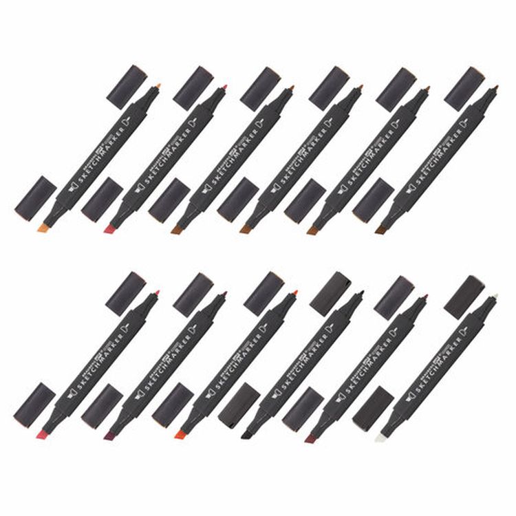 Маркеры для скетчинга двусторонние 1 мм - 6 мм BRAUBERG ART CLASSIC, цвет: телесные цвета — картинка 3