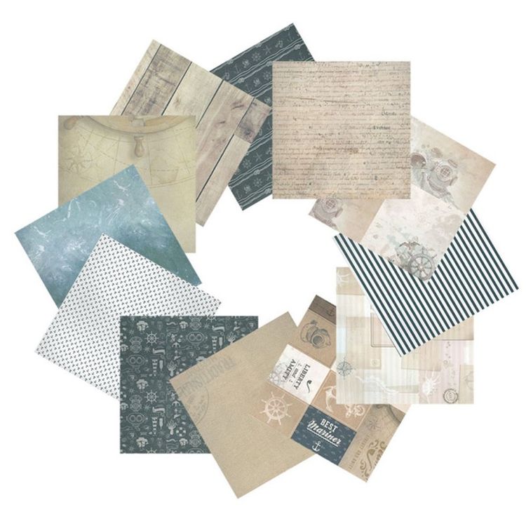 Набор бумаги для скрапбукинга «Морское путешествие» 25,5x25,5 см — картинка 3