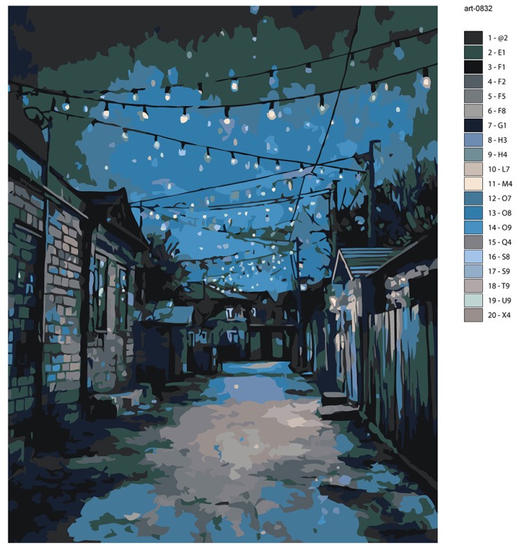 Картина по номерам Дома панельки родные ночь за гаражами — картинка 2