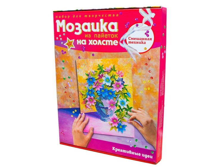 Картина на холсте из пайеток «Клематисы» — картинка 4