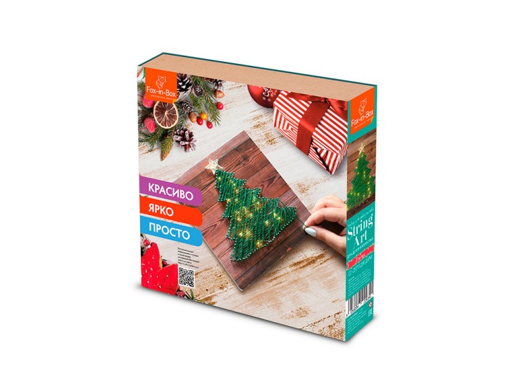 Набор для творчества STRING ART «Елочка» (с гирляндой) — картинка 3