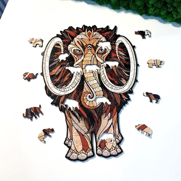 Деревянные фигурные пазлы «Мастодон Мамонт S», Eco Wood Art — картинка 2