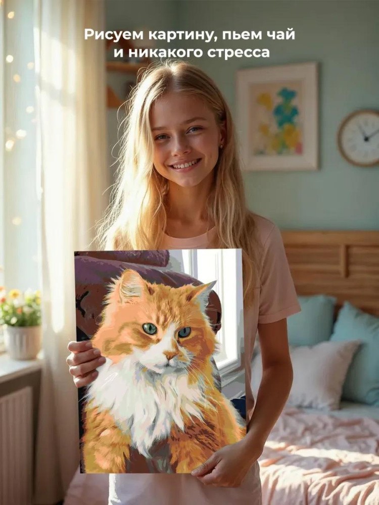 Картина по номерам «Рыжий кот» — картинка 6