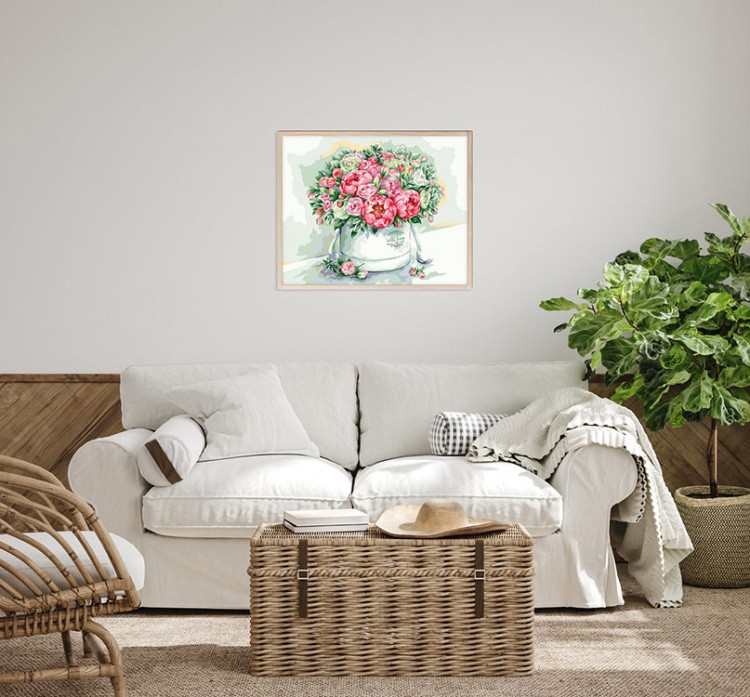 Картина по номерам «Пионовый букет в коробке» — картинка 5