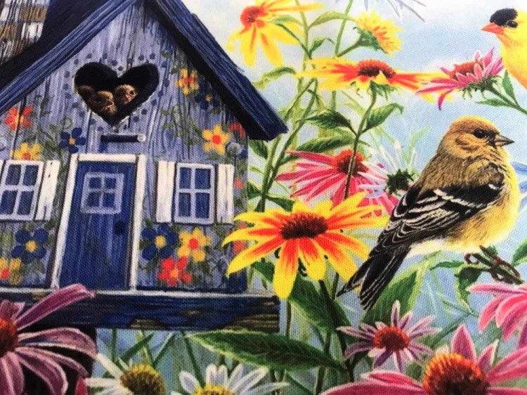 Вышивка лентами «Домик чижей» — картинка 5