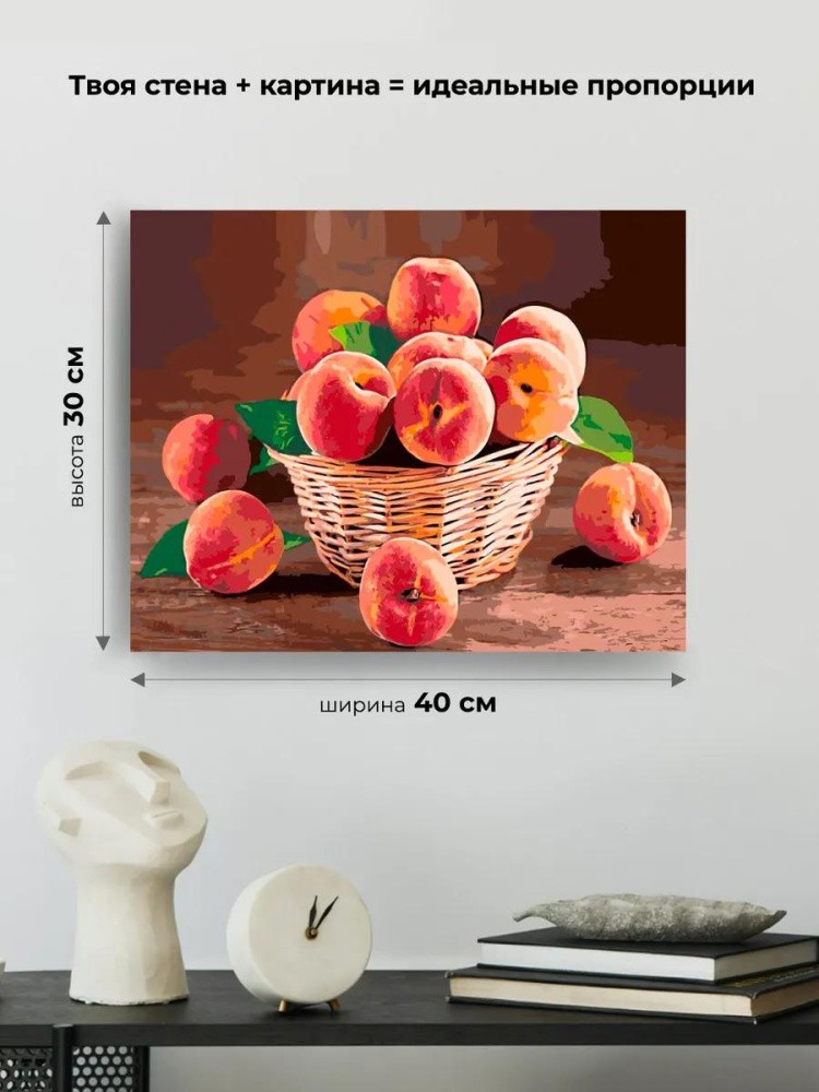 Картина по номерам «Корзина с персиками» — картинка 3