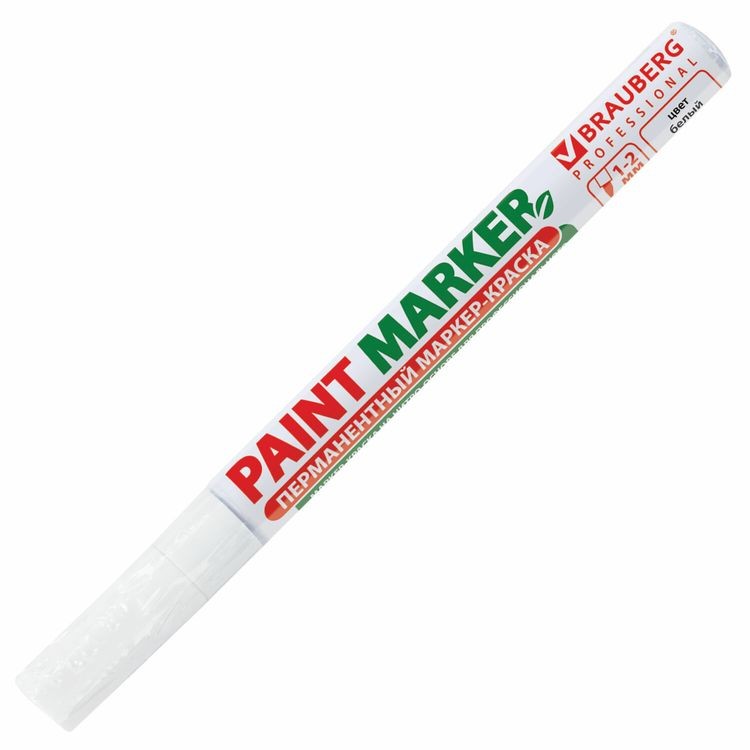 Маркер-краска лаковая 1-2 мм, белый, алюминиевый корпус, BRAUBERG — картинка 5