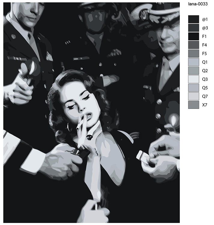 Картина по номерам «Lana Del Rey Лана Дель Рей: портрет чб» — картинка 2