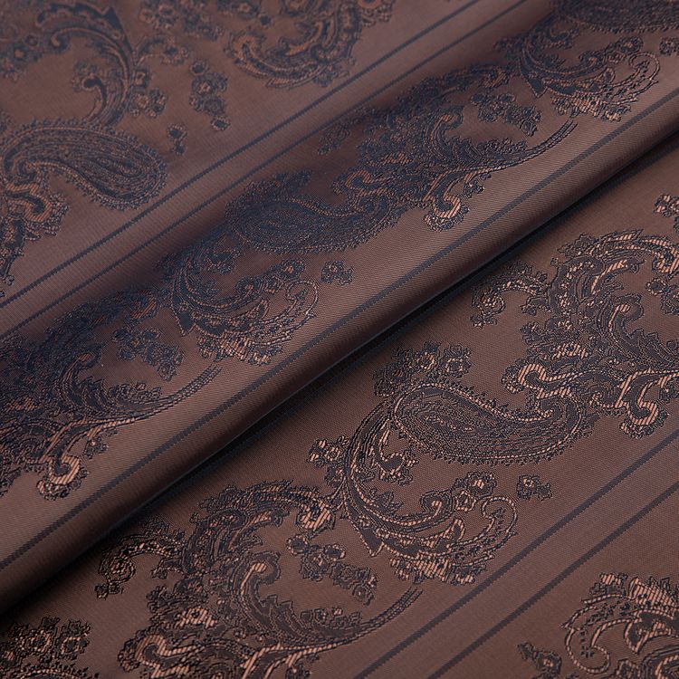 Ткань подкладочная Taffeta с рисунком, 5 м х 145 см, 96 г/м², цвет: №052 синий с бронзовым узором, Gamma