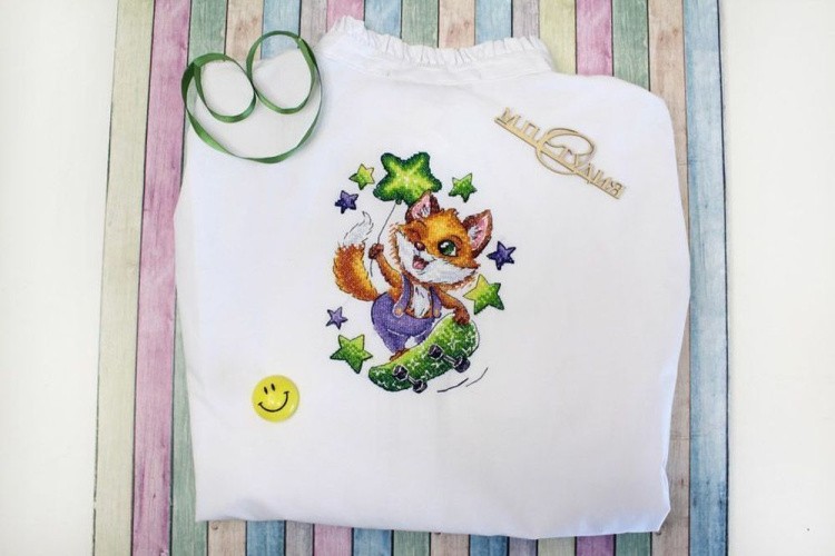 Набор для вышивания «Лисенок-скейтбордист» — картинка 2