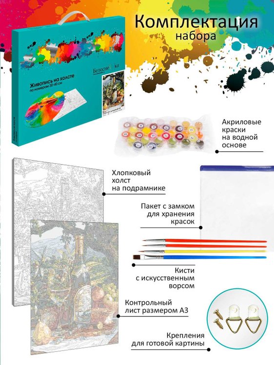 Картина по номерам «Натюрморт с дубовой веткой» — картинка 4