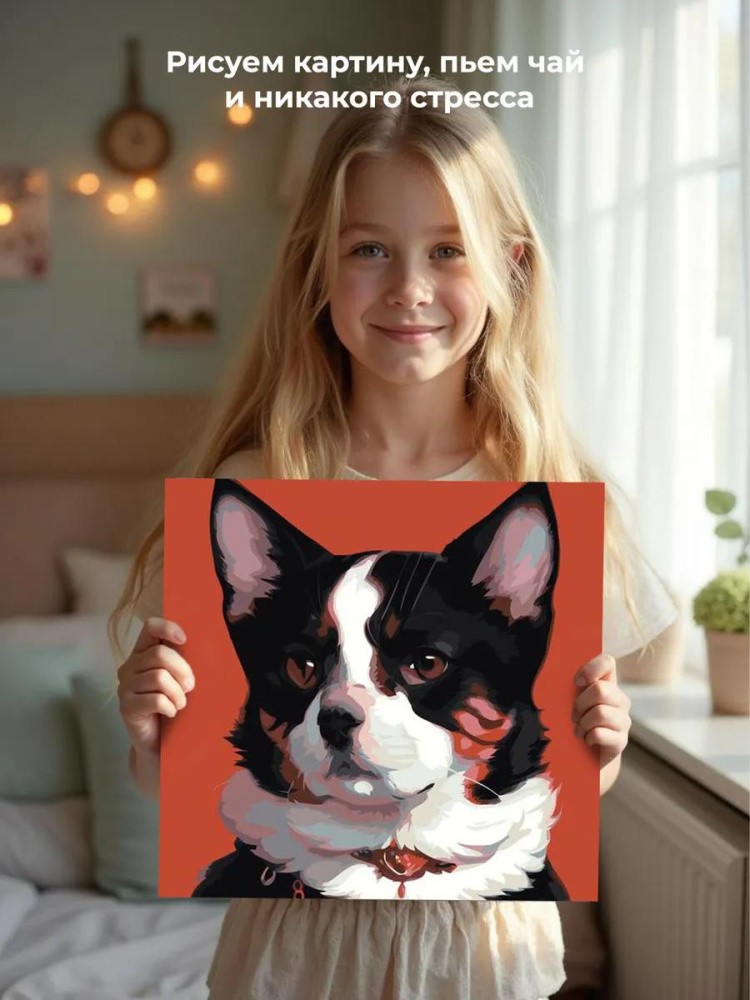 Картина по номерам «Кот, похожий на собаку» — картинка 7