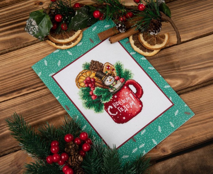 Набор для вышивания «Открытка. Новогодняя кружка» — картинка 5