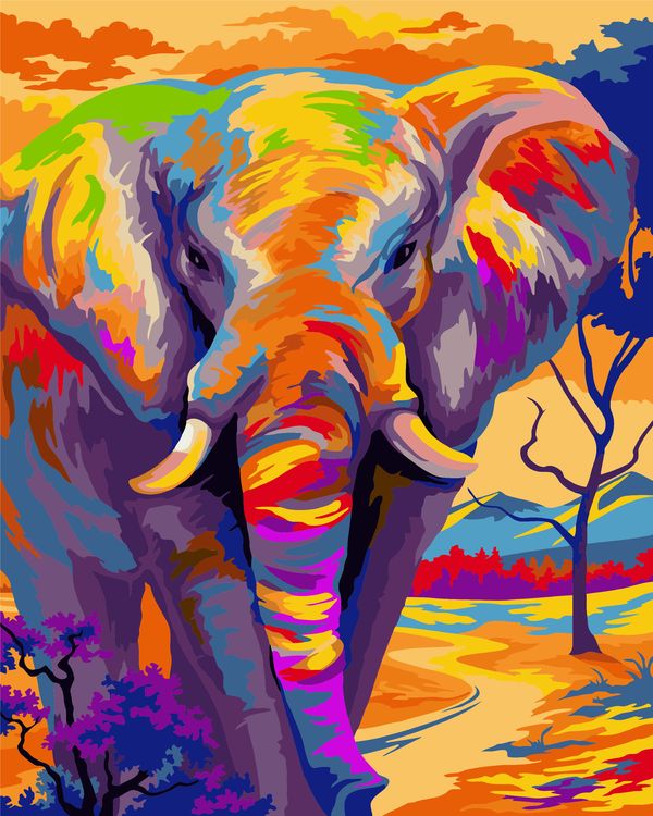 Картина по номерам «Красочный слон»