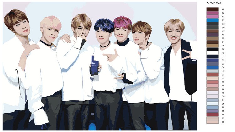 Картина по номерам «Корейская K-POP группа BTS 3» — картинка 2