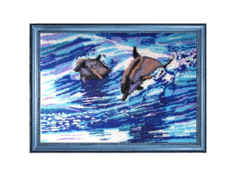 Рисунок на ткани «Дельфины»