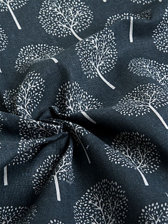 Ткань льняная, 3 м x 150 см, 140 г/м², цвет: серый, растительный принт, TBY — картинка 2