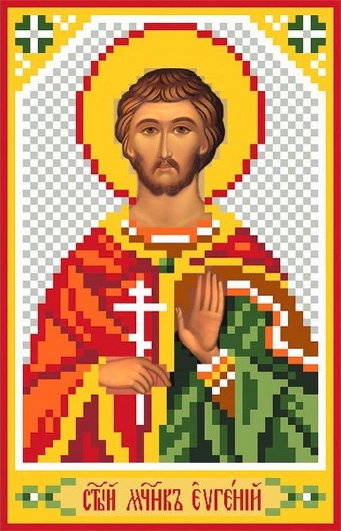 Рисунок на шелке «Святой Евгений»