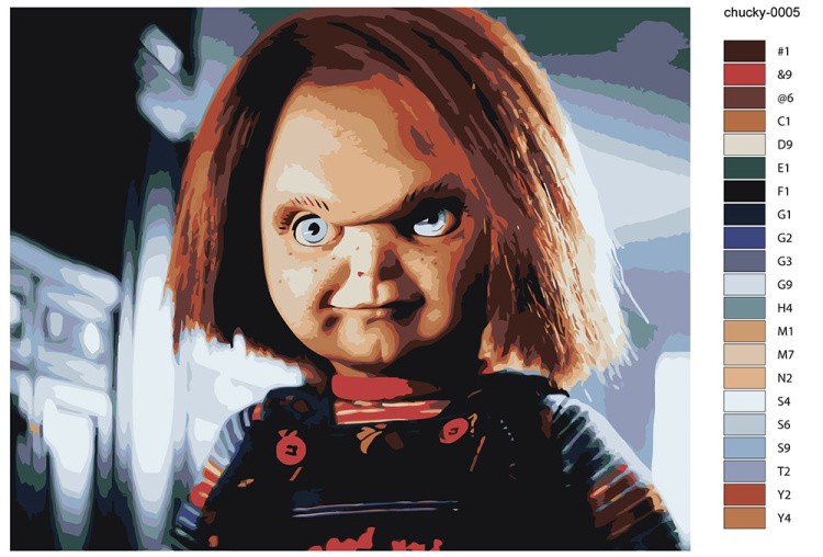 Картина по номерам «Страшная кукла Чаки 3» — картинка 2