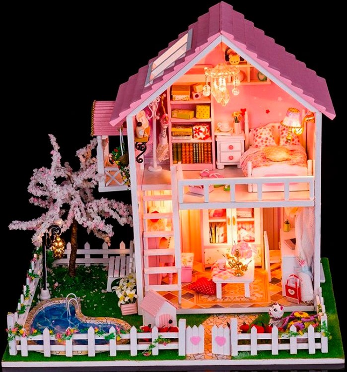 Набор для создания миниатюры (румбокс) «Коттедж с бассейном» — картинка 2