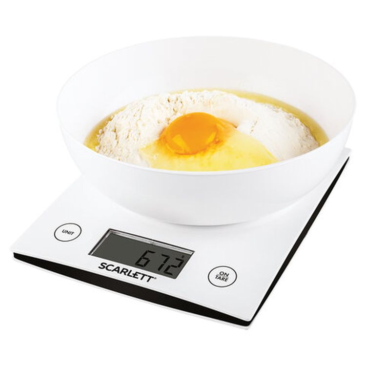 Весы кухонные SCARLETT, электронный дисплей, чаша, max вес 5 кг, тарокомпенсация, пластик — картинка 2