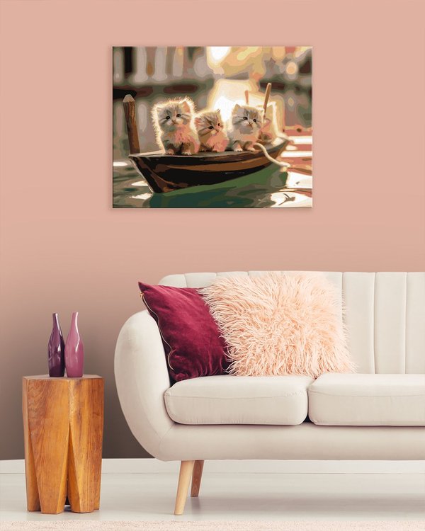 Картина по номерам «Милые котят плывут в мини-гондоле» — картинка 3