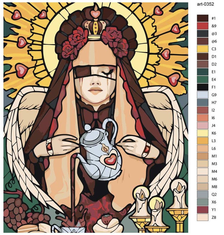 Картина по номерам «Таро, эзотерика: сердечное чаепитие арт» — картинка 2