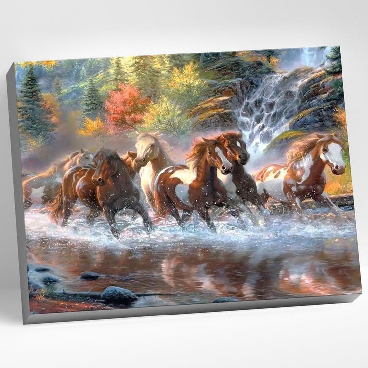 Картина по номерам «Лошади у водопада»