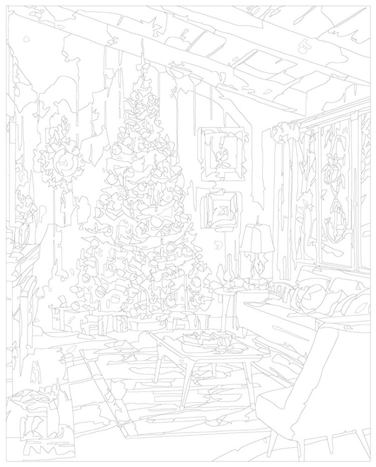 Картина по номерам Новогодняя елка в эстетичной комнате — картинка 3