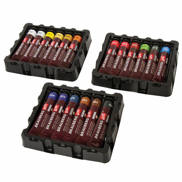 Краски масляные художественные BRAUBERG ART PREMIERE, 18 цв. по 22 мл, проф. серия, в тубах — картинка 2