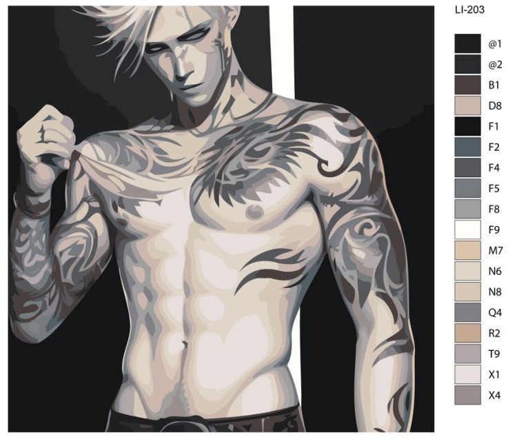 Картина по номерам «Блондин в татуировках» — картинка 2