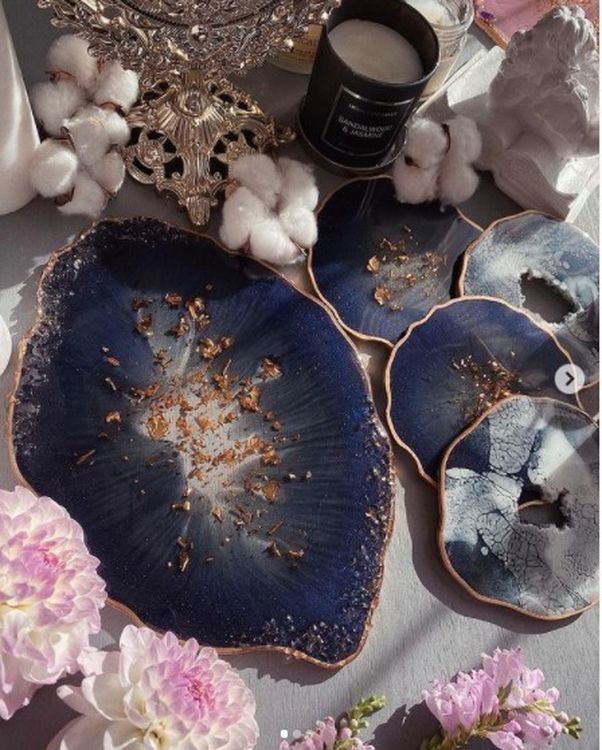 Набор с молдами №1 Art Blong для создания подноса и подстаканников из эпоксидной смолы — картинка 2