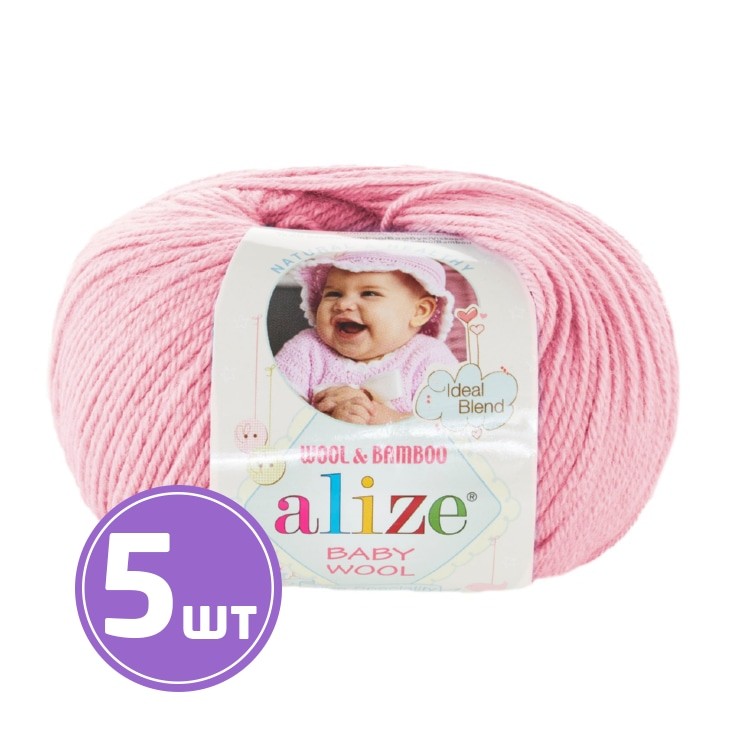 Пряжа ALIZE Baby wool (371), светло-розовый, 5 шт. по 50 г