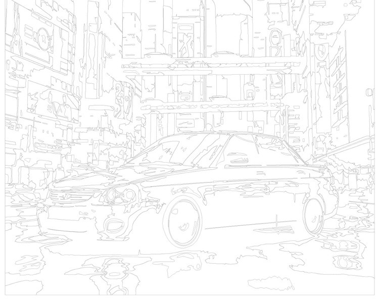 Картина по номерам Машина лада приора черная в городе — картинка 3