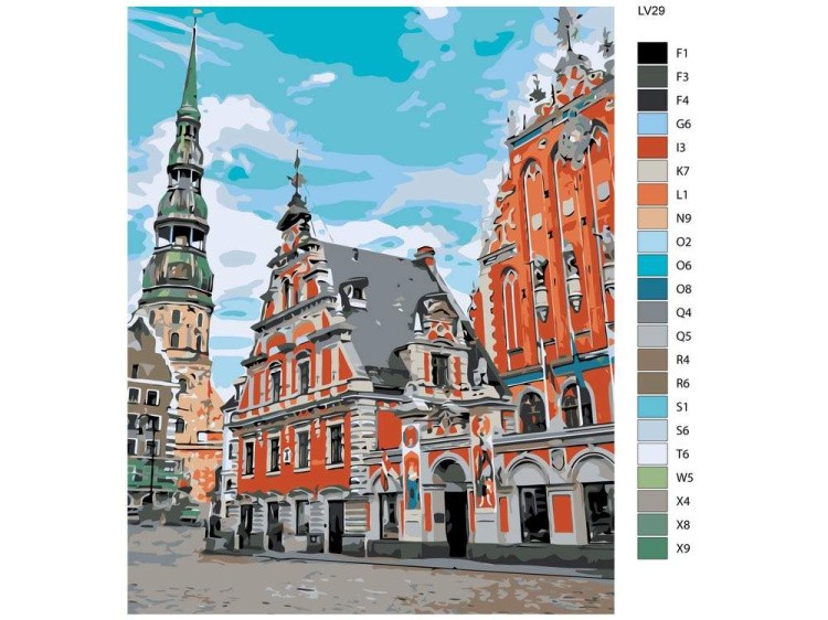 Картина по номерам «Ратушная площадь. Рига» — картинка 2