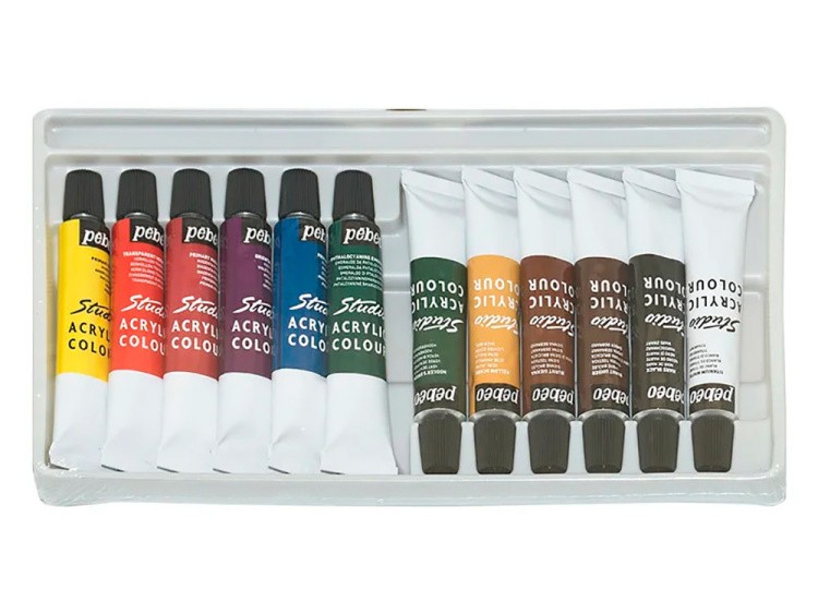 Краски Pebeo акриловые 12 цветов набор Studio Acrylics 12 мл — картинка 3
