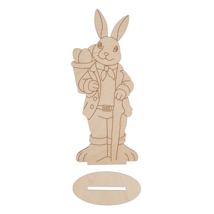 Заготовка для декорирования «Кролик на подставке», фанера, 1 шт., 20х9 см, Mr. Carving