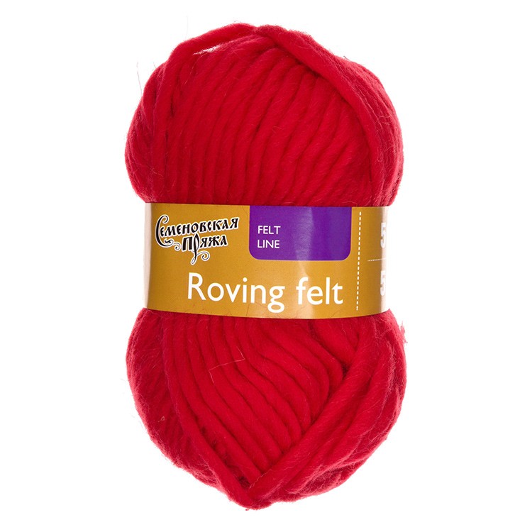 Пряжа Семеновская Roving felt (213), кармин 5 шт. по 50 г — картинка 2