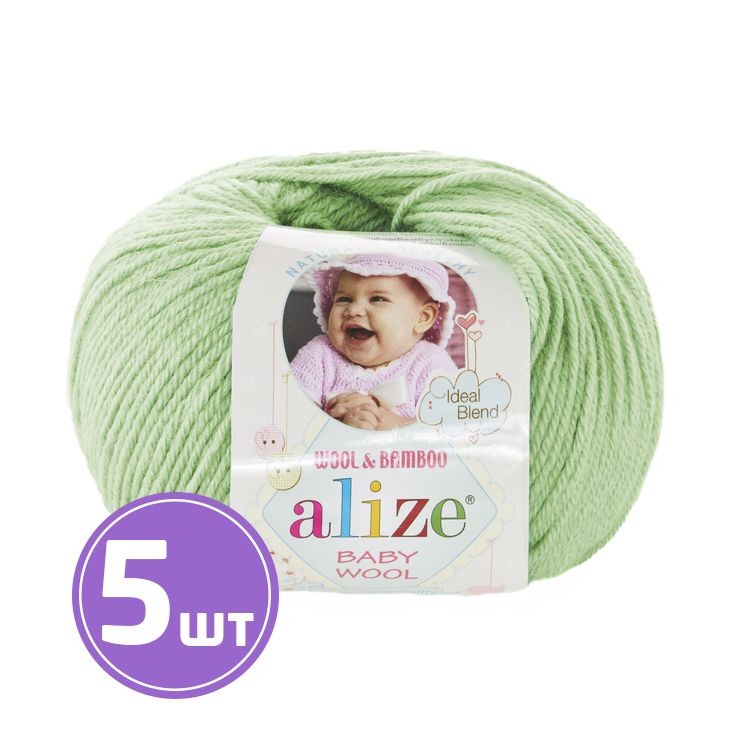 Пряжа ALIZE Baby wool (188), светло-салатовый, 5 шт. по 50 г