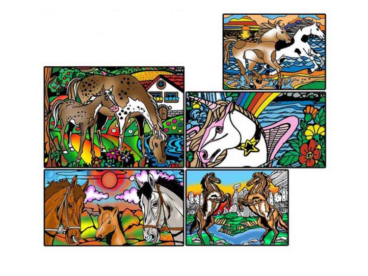 Коробка-раскраска «Лошади» + 10 маркеров — картинка 3