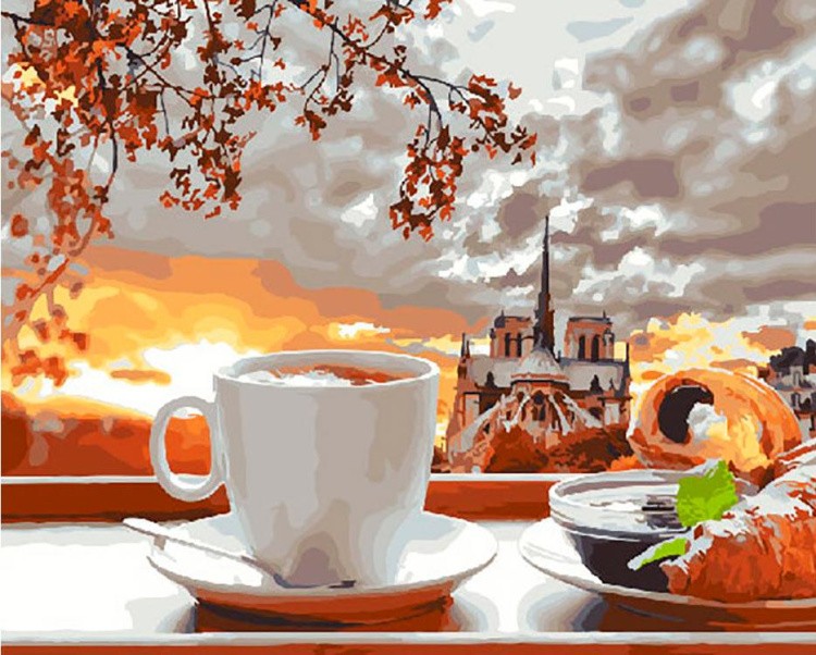 Картина по номерам «Закат за чашкой чая»